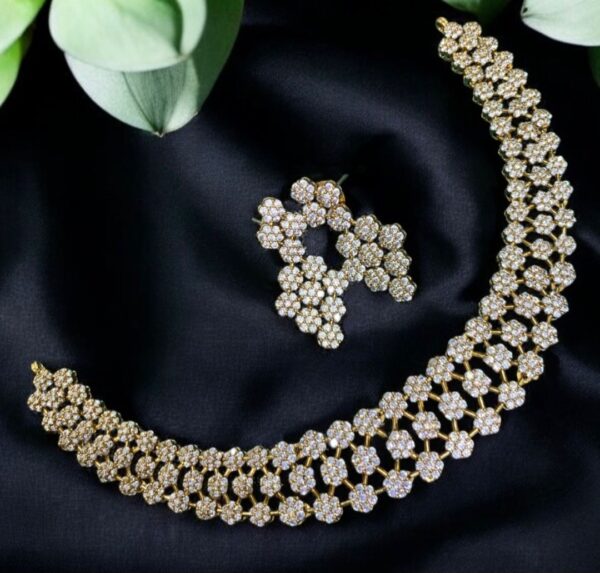 white cz neckset